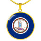 Virginia State Flag Necklace Stainless Steel or 18k Gold Circle Pendant 18-22" - Express Your Love Gifts