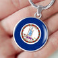 Virginia State Flag Necklace Stainless Steel or 18k Gold Circle Pendant 18-22" - Express Your Love Gifts