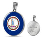 Virginia State Flag Necklace Stainless Steel or 18k Gold Circle Pendant 18-22" - Express Your Love Gifts