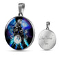 Virgo Purple Galaxy Zodiac Necklace Stainless Steel or 18k Gold Circle Pendant - Express Your Love Gifts