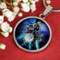Virgo Purple Galaxy Zodiac Necklace Stainless Steel or 18k Gold Circle Pendant - Express Your Love Gifts