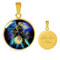Virgo Purple Galaxy Zodiac Necklace Stainless Steel or 18k Gold Circle Pendant - Express Your Love Gifts