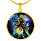 Virgo Purple Galaxy Zodiac Necklace Stainless Steel or 18k Gold Circle Pendant - Express Your Love Gifts