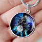 Virgo Purple Galaxy Zodiac Necklace Stainless Steel or 18k Gold Circle Pendant - Express Your Love Gifts