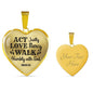 Walk Humbly With God Necklace Stainless Steel or 18k Gold Heart Pendant 18-22"-Express Your Love Gifts
