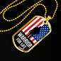 Warrior For Life American Flag Patriotic Soldier Necklace Stainless Steel or 18k Gold Dog Tag 24" Chain-Express Your Love Gifts