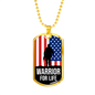 Warrior For Life American Flag Patriotic Soldier Necklace Stainless Steel or 18k Gold Dog Tag 24" Chain-Express Your Love Gifts