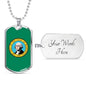 Washington Flag Pendant Stainless Steel or 18k Gold Dog Tag Necklace 24" Chain - Express Your Love Gifts