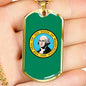 Washington Flag Pendant Stainless Steel or 18k Gold Dog Tag Necklace 24" Chain - Express Your Love Gifts