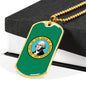 Washington Flag Pendant Stainless Steel or 18k Gold Dog Tag Necklace 24" Chain - Express Your Love Gifts