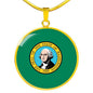 Washington State Flag Necklace Stainless Steel or 18k Gold Circle Pendant 18-22" - Express Your Love Gifts