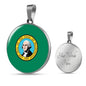 Washington State Flag Necklace Stainless Steel or 18k Gold Circle Pendant 18-22" - Express Your Love Gifts
