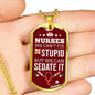 We Can Sedate Rn Necklace Stainless Steel or 18k Gold Dog Tag W 24"-Express Your Love Gifts