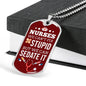 We Can Sedate Rn Necklace Stainless Steel or 18k Gold Dog Tag W 24"-Express Your Love Gifts