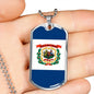 West Virginia Flag Pendant Stainless Steel or 18k Gold Dog Tag Necklace 24" Chain - Express Your Love Gifts