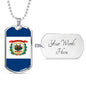 West Virginia Flag Pendant Stainless Steel or 18k Gold Dog Tag Necklace 24" Chain - Express Your Love Gifts