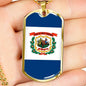 West Virginia Flag Pendant Stainless Steel or 18k Gold Dog Tag Necklace 24" Chain - Express Your Love Gifts