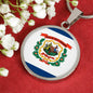 West Virginia State Flag Necklace Stainless Steel or 18k Gold Circle Pendant 18-22" - Express Your Love Gifts