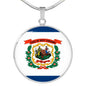 West Virginia State Flag Necklace Stainless Steel or 18k Gold Circle Pendant 18-22" - Express Your Love Gifts