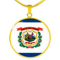 West Virginia State Flag Necklace Stainless Steel or 18k Gold Circle Pendant 18-22" - Express Your Love Gifts