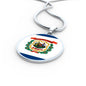 West Virginia State Flag Necklace Stainless Steel or 18k Gold Circle Pendant 18-22" - Express Your Love Gifts