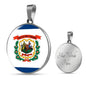 West Virginia State Flag Necklace Stainless Steel or 18k Gold Circle Pendant 18-22" - Express Your Love Gifts