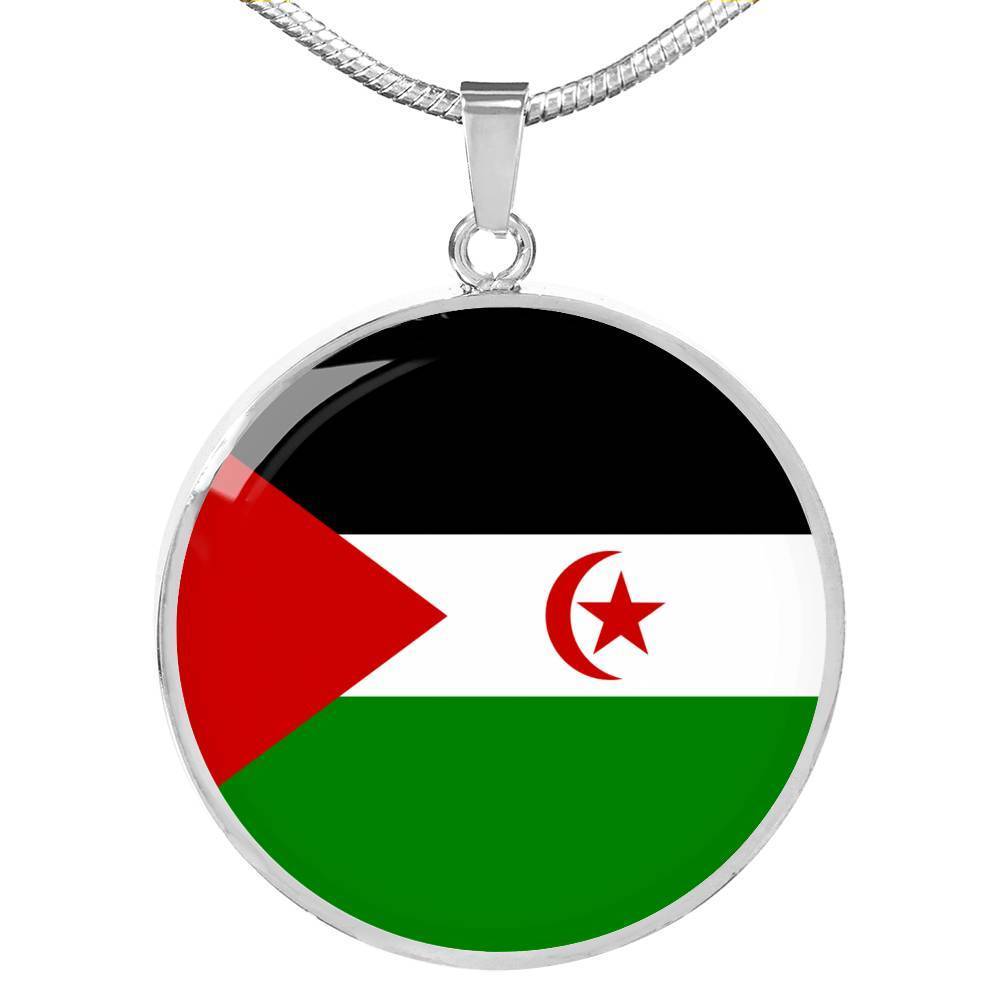 Western Sahara Flag Necklace Western Sahara Flag Stainless Steel or 18k Gold 18-22" - Express Your Love Gifts