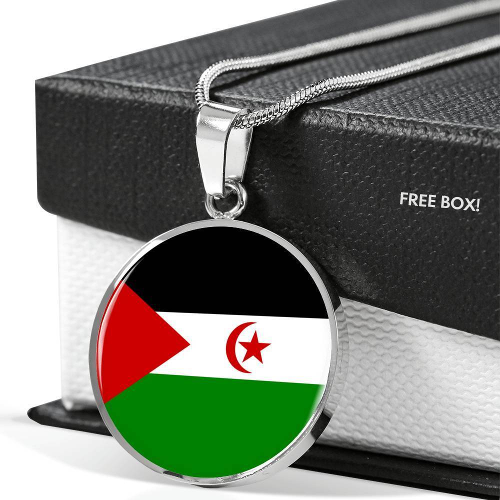 Western Sahara Flag Necklace Western Sahara Flag Stainless Steel or 18k Gold 18-22" - Express Your Love Gifts