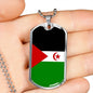 Western Sahara Flag Necklace Western Sahara Flag Stainless Steel or 18k Gold Dog Tag 24" - Express Your Love Gifts