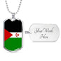 Western Sahara Flag Necklace Western Sahara Flag Stainless Steel or 18k Gold Dog Tag 24" - Express Your Love Gifts