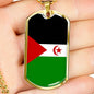 Western Sahara Flag Necklace Western Sahara Flag Stainless Steel or 18k Gold Dog Tag 24" - Express Your Love Gifts