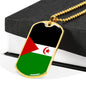 Western Sahara Flag Necklace Western Sahara Flag Stainless Steel or 18k Gold Dog Tag 24" - Express Your Love Gifts