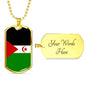 Western Sahara Flag Necklace Western Sahara Flag Stainless Steel or 18k Gold Dog Tag 24" - Express Your Love Gifts