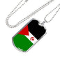 Western Sahara Flag Necklace Western Sahara Flag Stainless Steel or 18k Gold Dog Tag 24" - Express Your Love Gifts