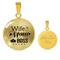 Wife. Mom. Boss Circle Necklace Stainless Steel or 18k Gold 18-22"-Express Your Love Gifts
