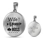 Wife. Mom. Boss Circle Necklace Stainless Steel or 18k Gold 18-22"-Express Your Love Gifts