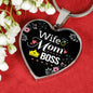 Wife. Mom. Boss Heart Pendant Necklace-Express Your Love Gifts