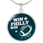 Win Philly Win Philadelphia Circle Necklace Stainless Steel or 18k Gold 18-22" - Express Your Love Gifts