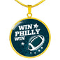 Win Philly Win Philadelphia Circle Necklace Stainless Steel or 18k Gold 18-22" - Express Your Love Gifts