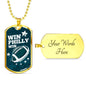 Win Philly Win Philadelphia Fan Gift Necklace Stainless Steel or 18k Gold Dog Tag 24" Chain-Express Your Love Gifts