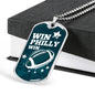 Win Philly Win Philadelphia Fan Gift Necklace Stainless Steel or 18k Gold Dog Tag 24" Chain-Express Your Love Gifts