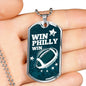 Win Philly Win Philadelphia Fan Gift Necklace Stainless Steel or 18k Gold Dog Tag 24" Chain-Express Your Love Gifts