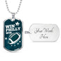 Win Philly Win Philadelphia Fan Gift Necklace Stainless Steel or 18k Gold Dog Tag 24" Chain-Express Your Love Gifts