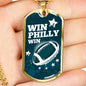 Win Philly Win Philadelphia Fan Gift Necklace Stainless Steel or 18k Gold Dog Tag 24" Chain-Express Your Love Gifts