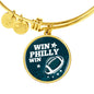 Win Philly Win Philadelphia Stainless Steel or 18k Gold Circle Bangle Bracelet - Express Your Love Gifts