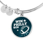 Win Philly Win Philadelphia Stainless Steel or 18k Gold Circle Bangle Bracelet - Express Your Love Gifts