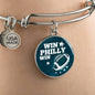 Win Philly Win Philadelphia Stainless Steel or 18k Gold Circle Bangle Bracelet - Express Your Love Gifts