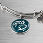 Win Philly Win Philadelphia Stainless Steel or 18k Gold Circle Bangle Bracelet - Express Your Love Gifts
