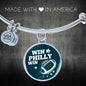 Win Philly Win Philadelphia Stainless Steel or 18k Gold Circle Bangle Bracelet - Express Your Love Gifts