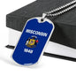 Wisconsin Flag Pendant Stainless Steel or 18k Gold Dog Tag Necklace 24" Chain - Express Your Love Gifts